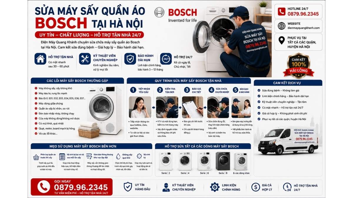 Sửa Máy Sấy Quần Áo Bosch Tại Hà Nội https://dienmayquangkhanh.com 0879.96.2345 Uy Tín – Hỗ Trợ Tận Nhà 24/7