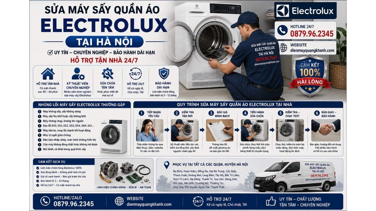 Sửa Máy Sấy Quần Áo Electrolux Tại Hà Nội https://dienmayquangkhanh.com 0879.96.2345 Uy Tín – Hỗ Trợ Tận Nhà 24/7