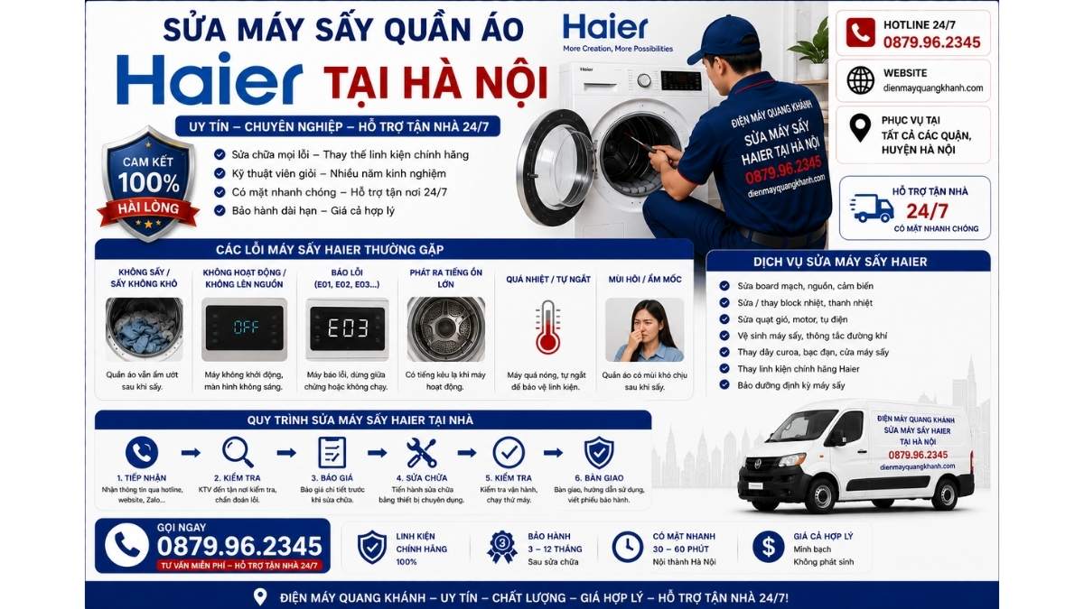 Sửa Máy Sấy Quần Áo Haier Tại Hà Nội https://dienmayquangkhanh.com 0879.96.2345 Uy Tín – Hỗ Trợ Tận Nhà 24/7