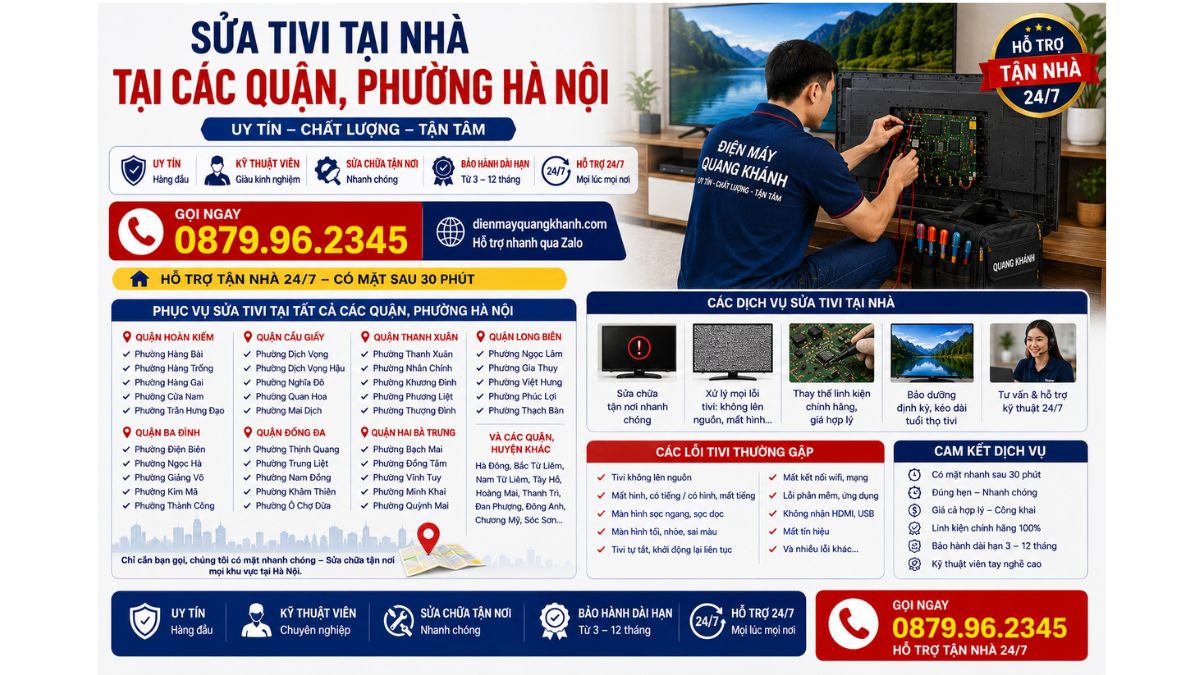 Sửa Tivi Taị Nhà Tại Các Quận, Phường Hà Nội https://dienmayquangkhanh.com 0879.96.2345 Uy Tín – Hỗ Trợ Tận Nhà 24/7