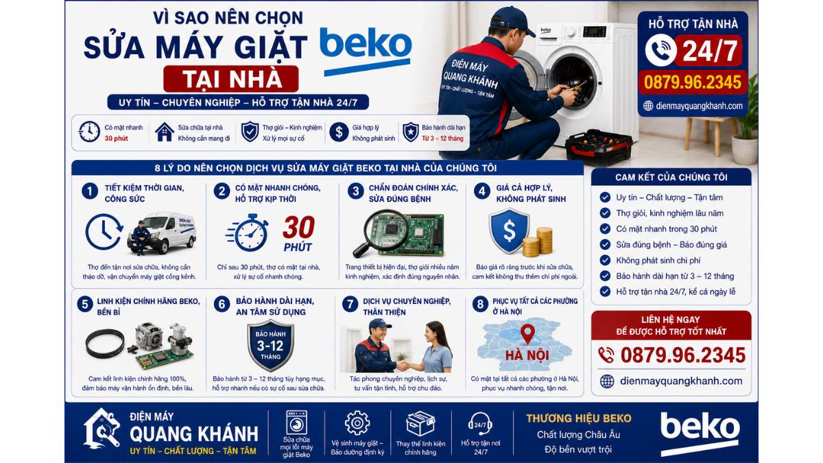 Vì Sao Nên Chọn Sửa Máy Giặt Beko Tại Nhà https://dienmayquangkhanh.com 0879.96.2345 Uy Tín – Hỗ Trợ Tận Nhà 24/7