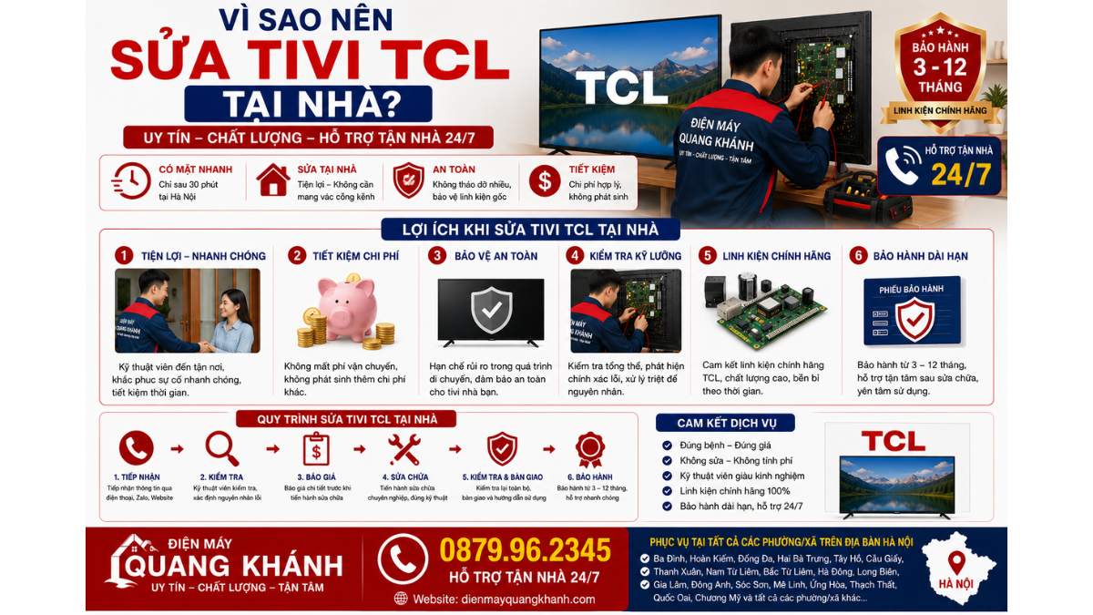 Vì Sao Nên Sửa Tivi TCL Tại Nhà https://dienmayquangkhanh.com 0879.96.2345 Uy Tín – Hỗ Trợ Tận Nhà 24/7
